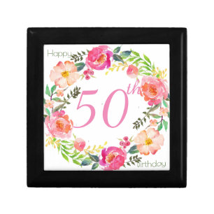 Age Birthday Floral Border Customizable Gift Box