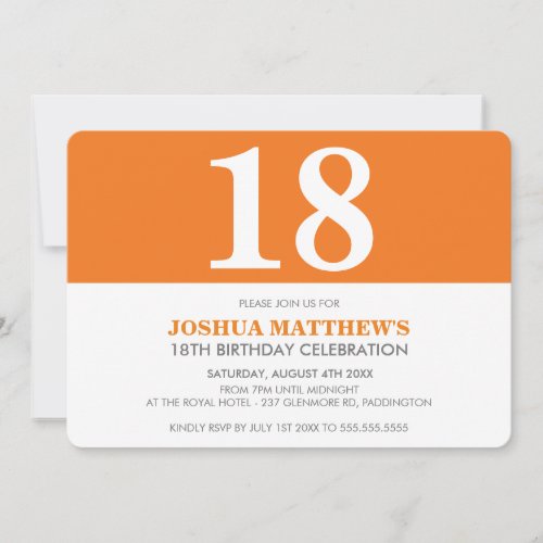 AGE BIRTHDAY PARTY modern simple bold orange Invitation