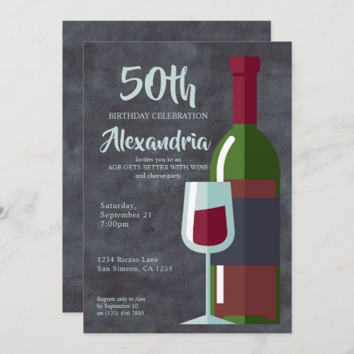 Age Gets Better With Wine Birthday Party Adults Invitation