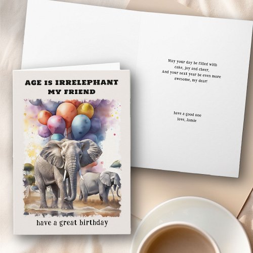 Age is Irrelephant Elephants Funny Birthday Card
