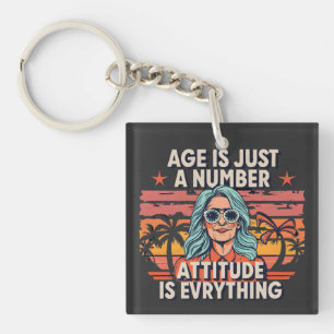 Age Is Just A Number, Vintage Retro Elderly Woman Keychain