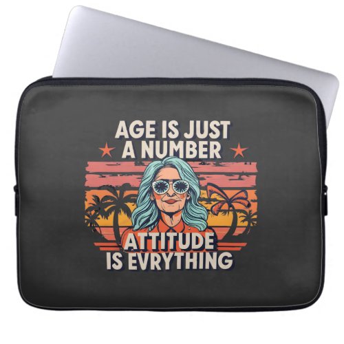 Age Is Just A Number Vintage Retro Elderly Woman Laptop Sleeve
