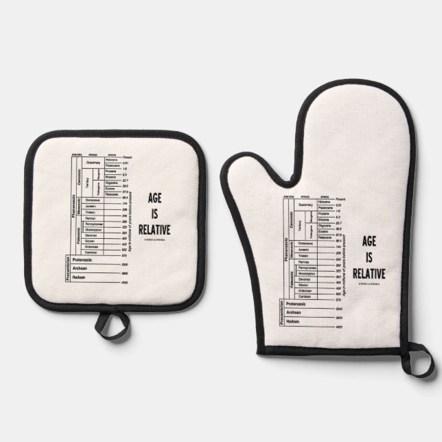 Age Is Relative Geological Time Chart Geek Humor Oven Mitt & Pot Holder Set (Front)