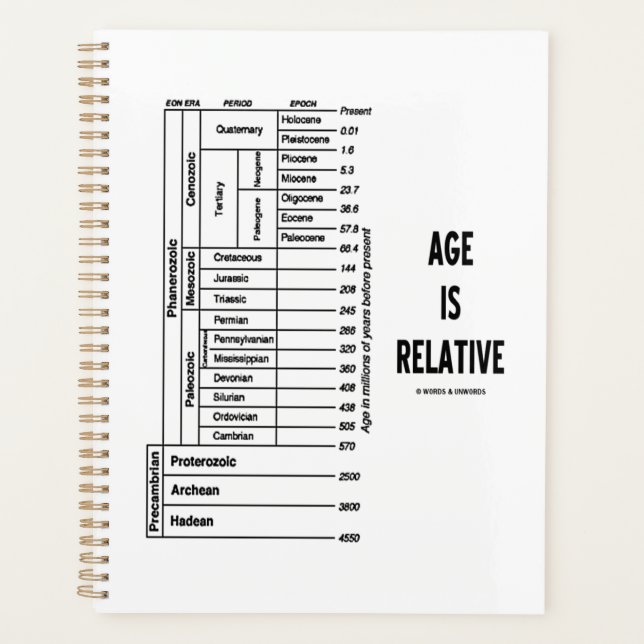 Age Is Relative Geological Time Chart Geek Humor Planner (Front)