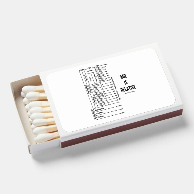 Age Is Relative Geological Time Humor Matchboxes (Front Open)