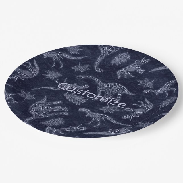 Age Of Dinosaurs Skeleton Paper Plates (Angled)