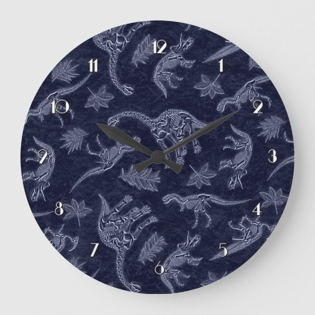 Age Of Dinosaurs Skeleton Pattern Wall Clock 2 (Front)
