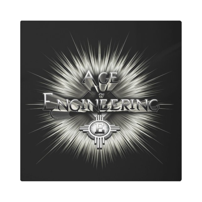 Age Of Engineering Typography Artwork Metal Print (Front)