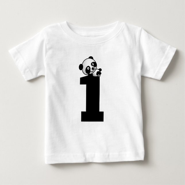 Age one (1) birthday Panda Bear T-Shirts (Front)