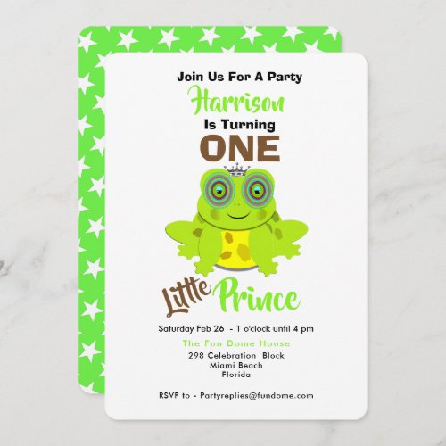 Age One 1st Birthday One Little Prince Cute Invitation