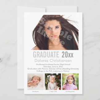 Age Progression Photo Modern Graduation Invitation