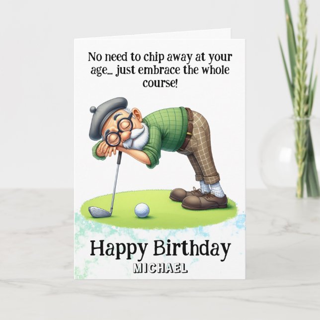 *~*  Age Senior AP94  Golfer Birthday Card (Front)