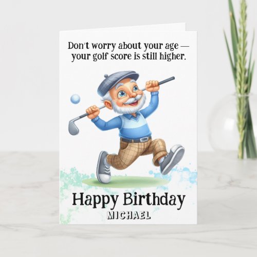 *~*  Age Senior  Man -  AP94  Golf Birthday Card