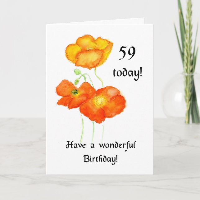 Age-specific Birthday Card to Customize, Poppies (Front)