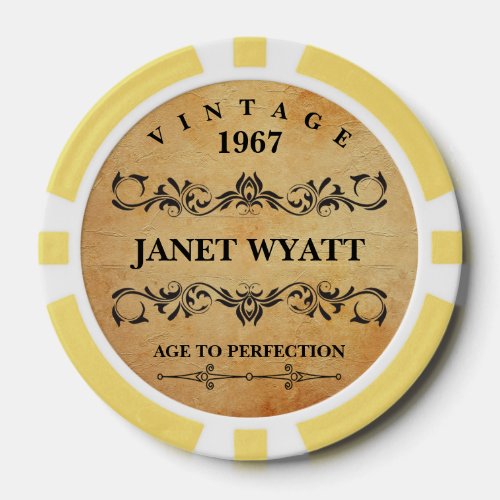 Age to Perfection Vintage Birthday Poker Chips