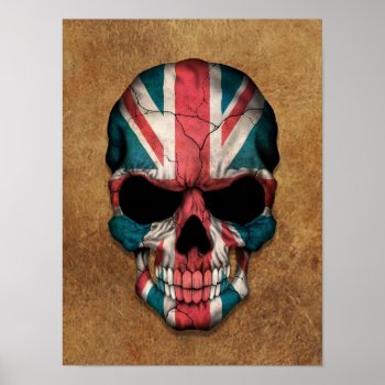 Aged And Worn British Flag Skull Poster by JeffBartels at Zazzle