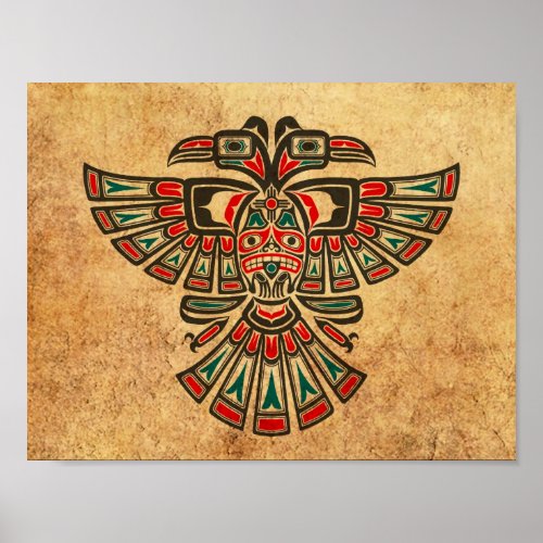 Aged and Worn Haida Two Headed Spirit Bird Poster