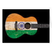 Aged and Worn Indian Flag Acoustic Guitar, black (Front Horizontal)