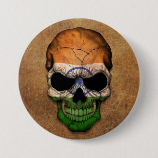 Aged and Worn Indian Flag Skull Button