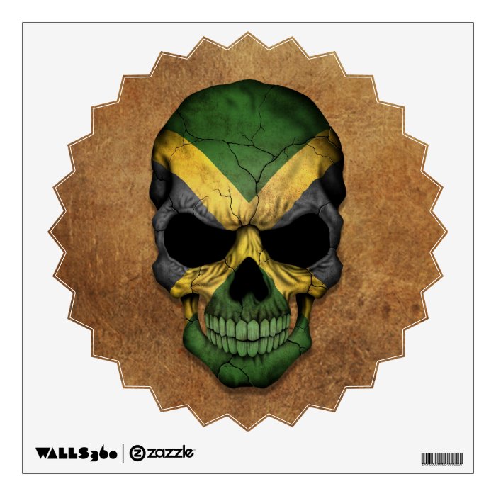 Aged and Worn Jamaican Flag Skull Wall Skin