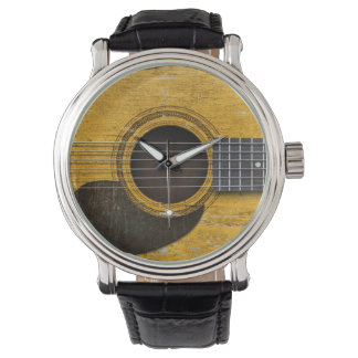Aged and Worn Old Acoustic Guitar with Pickguard Watch
