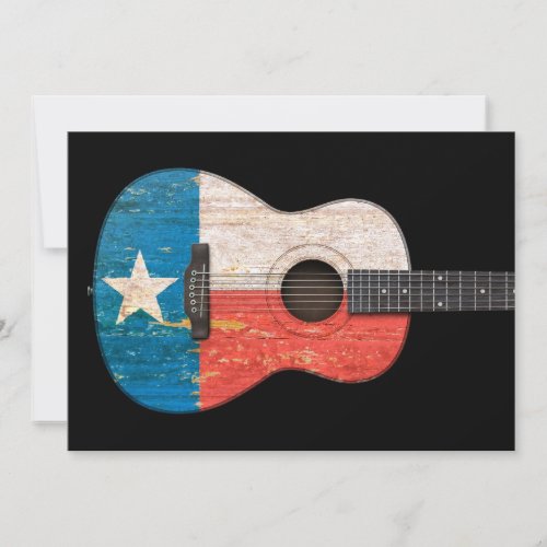 Aged and Worn Texas Flag Acoustic Guitar, black Invites