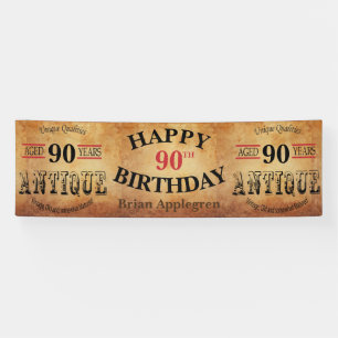 Aged, Antique and Vintage 90th Birthday Design Banner