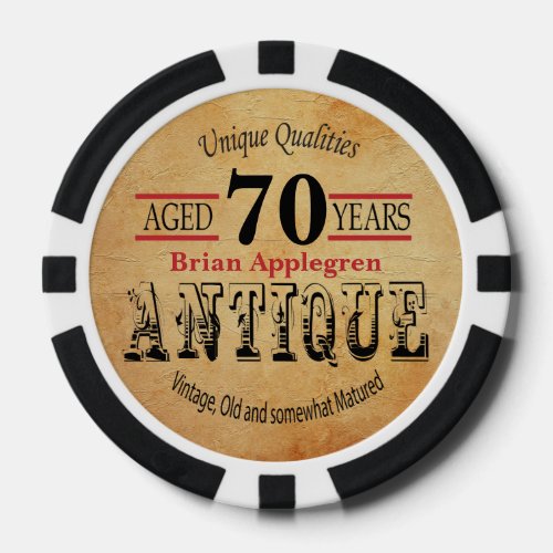 Aged Antique Matured and Vintage 70th Birthday Poker Chips