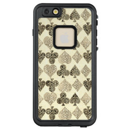 Aged Antiqued Beige Damask Card Suit Heart Diamond LifeProof FRĒ iPhone 6/6s Plus Case