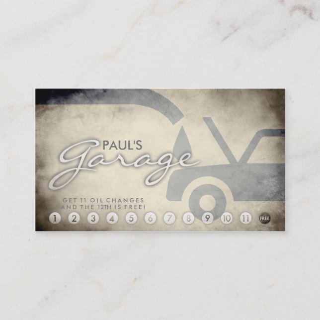 aged auto garage loyalty card (Front)