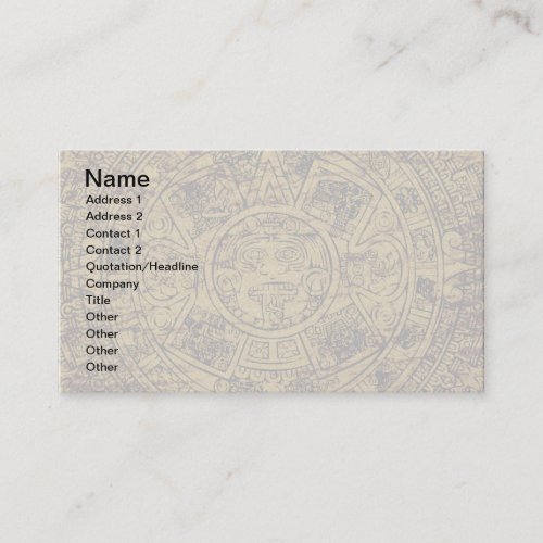 Aged Aztec Sun Stone Calendar Business Card