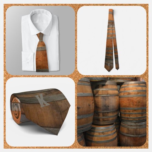 Aged Barrel Kegs Brown and Gray Novelty Neck Tie