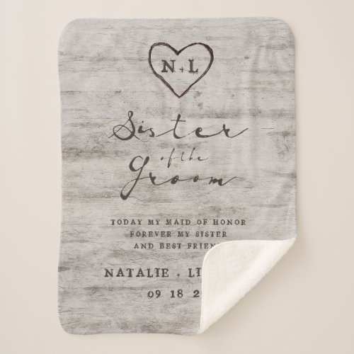 Aged Birch Sister of the Groom Heartfelt Quote Sherpa Blanket
