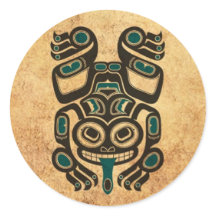 Aged Blue and Black Haida Spirit Tree Frog