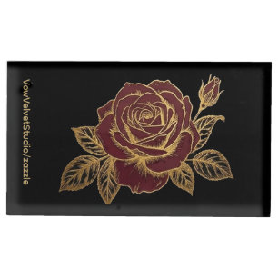 Aged Brass and Burgundy Table Number Card Holders