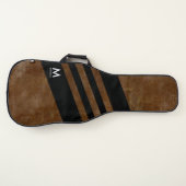 aged brown with black stripes cool monogrammed guitar case (Front)