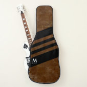 aged brown with black stripes cool monogrammed guitar case (Front)