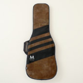 aged brown with black stripes cool monogrammed guitar case (Front)