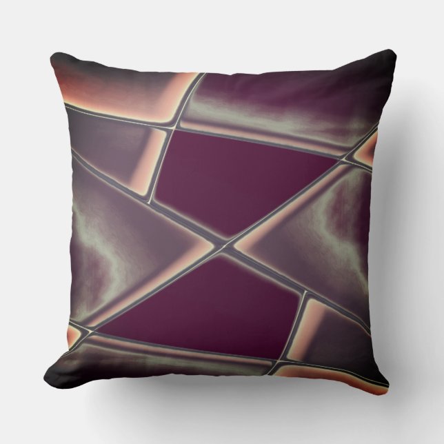 Aged brownish burgundy trapeze rectangular shapes  throw pillow (Front)