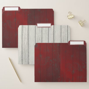 Aged Christmas Barn Board and Red Interior File Folder