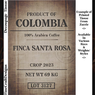 Aged Coffee Sack Typography Design FC9 Decoupage Tissue Paper