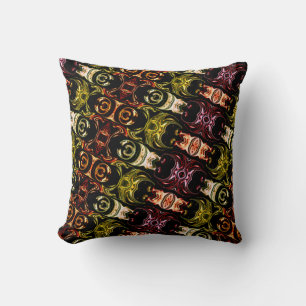 Aged colored twisted plates, curved shapes, dark throw pillow