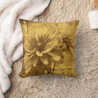 Aged Daisy Flowers Personalized Throw Pillow