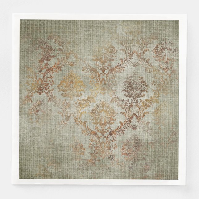 Aged Damask Texture Paper Dinner Napkins (Front)
