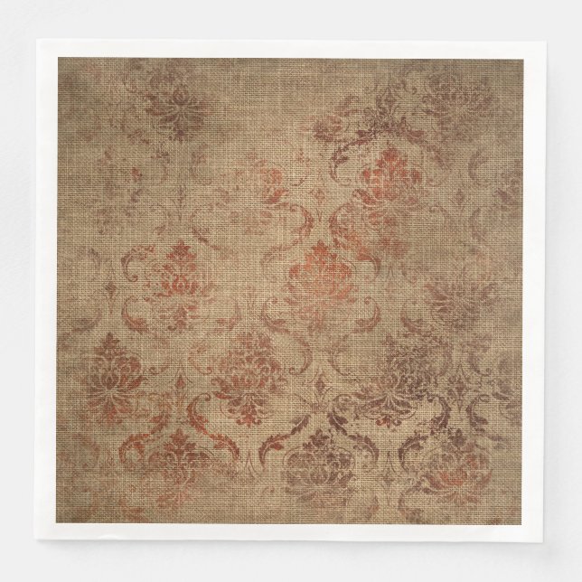 Aged Damask Texture Paper Dinner Napkins (Front)