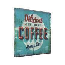 Aged Delicious Fresh Brewed Coffee Antique Replica