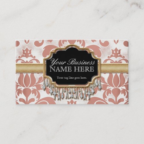 Aged Distressed Damask Golden Bling Look Wedding Business Card