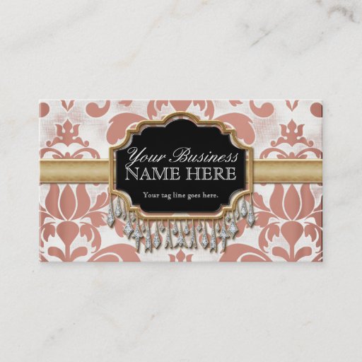 Customizable Aged Distressed Damask Golden Bling Look Wedding Business Card Templates