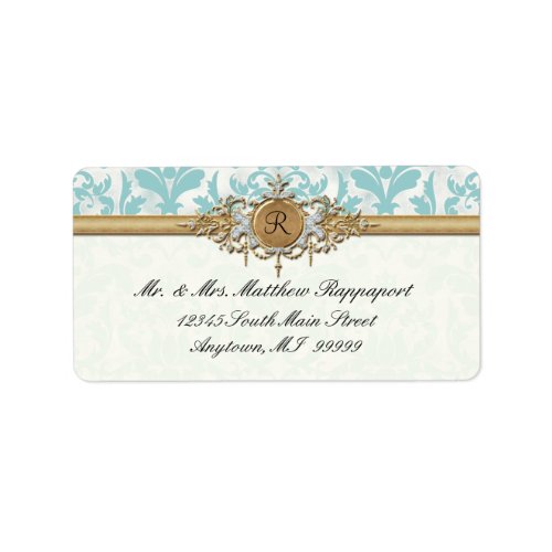 Aged Distressed Damask Golden Bling Look Wedding Label