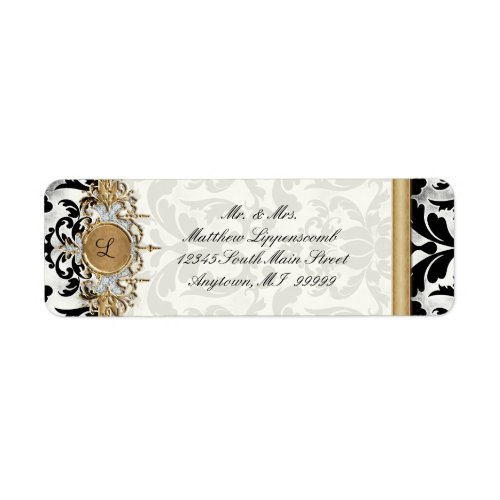 Aged Distressed Damask Golden Bling Look Wedding Label
